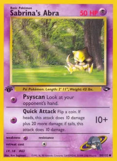 Sabrina's Abra, Gym Challenge 94/132