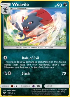 Weavile, Burning Shadows 86/147