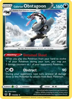 Galarian Obstagoon, Sword & Shield 119/202